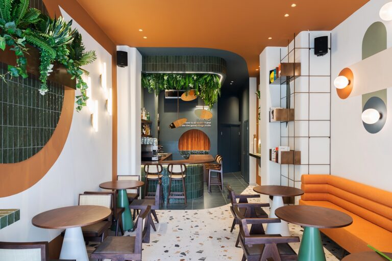 Fluo, architecture & design studio designed Fika cafe getting inspiration from Scandinavian graphic design