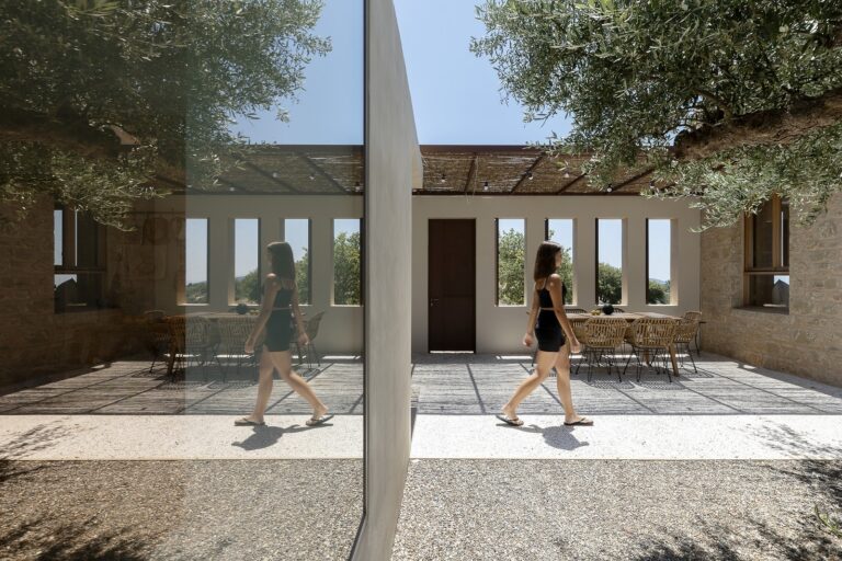 Mediterranean summer hacienda unwraps on a mountainous setting in Mani Penisula, Greece