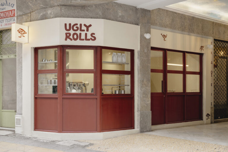 In Athens, Georgios Apostolopoulos Architects converts an old tiny corner shop into fresh & vibrant Ugly Rolls Bakery